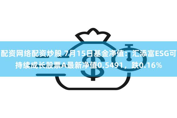 配资网络配资炒股 7月15日基金净值：汇添富ESG可持续成长股票A最新净值0.5491，跌0.16%